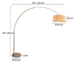 Stojacia lampa Sparkled Light bronzová/hnedá 240 cm morská tráva, Hnedá / staromosadz, Obývacia izba / jedáleň, kov, Moderný, Oblúková stojaca lampa