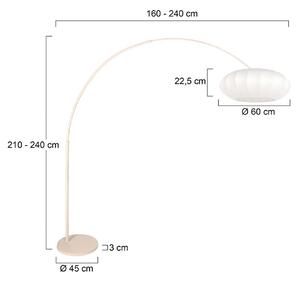 Stojacia lampa Sparkled Light krémová/biela, 240 cm, hodváb, Krémová / jantárovo žltá, Obývacia izba / jedáleň, kov, Moderný, Oblúková stojaca lampa