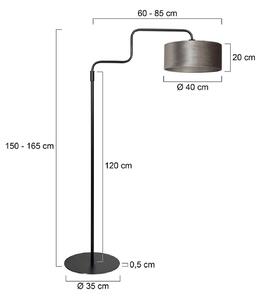 Stojacia lampa Bloeba, čierna/strieborná, výška 165 cm, velúr, Čierna, Obývacia izba / jedáleň, kov, Moderný, Stojaca lampa
