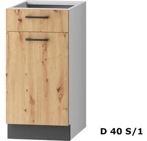 Kuchynská skrinka dolná kombinovaná ISOLDA D40 S/1, 40x82x44,6 dub artisan/grafit