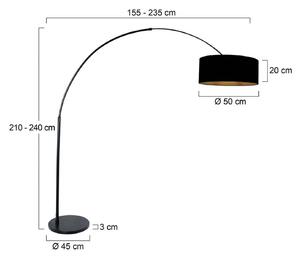 Stojacia lampa Sparkled Light čierna/čierna-zlatá, 240 cm, Čierna, Obývacia izba / jedáleň, kov, Moderný, Oblúková stojaca lampa