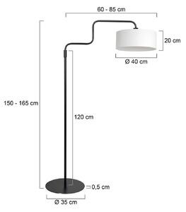 Stojacia lampa Bloeba, čierna/biela, výška 165 cm, ľan, Čierna, Obývacia izba / jedáleň, kov, Moderný, Stojaca lampa