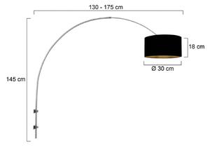 Nástenné svetlo Sparkled Light oceľ/čierna-zlatá výška 175 cm, Hliník / sivá / zinok, Obývacia izba / jedáleň, kov, Moderný, Nástenné svietidlo