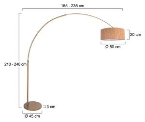 Stojacia lampa Sparkled Light bronzová/hnedá 240 cm, korok, Hnedá / staromosadz, Obývacia izba / jedáleň, kov, Moderný, Oblúková stojaca lampa