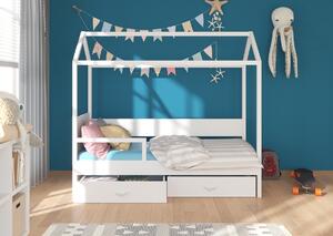 Detská posteľ EMILIE + matrac, 80x180, biela/dub zlatý