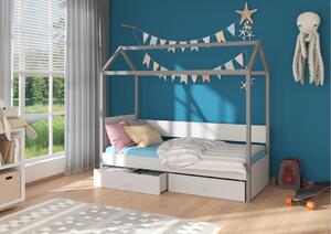 Detská posteľ + matrac EMILIE, 90x200, ružová/biela