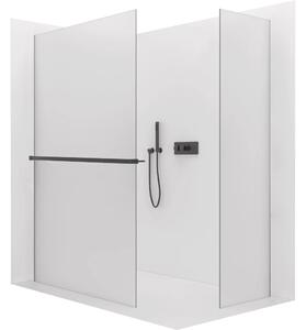CERANO - Sprchová zástena Walk-in Crystal TL/P - 8 mm - bezvzperový systém + polička/držiak na uteráky - čierna matná, mliečne sklo - 50x50x200 cm