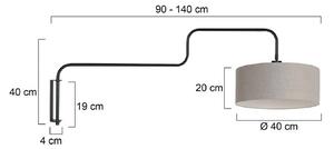 Nástenné svetlo Bloeba, čierna-bahenná, výška 140 cm, chintz, Čierna, Obývacia izba / jedáleň, kov, Moderný, Nástenné svietidlo