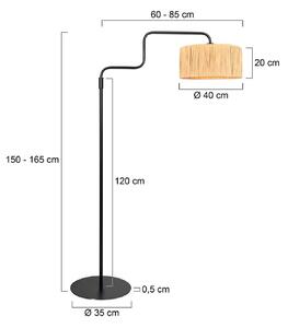 Stojacia lampa Bloeba, čierna/hnedá, výška 165 cm, morská tráva, Čierna, Obývacia izba / jedáleň, kov, Moderný, Stojaca lampa