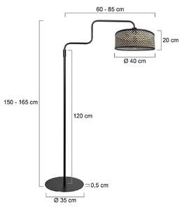 Stojacia lampa Bloeba, čierna/tmavé drevo, výška 165 cm, drevo, Čierna, Obývacia izba / jedáleň, kov, Moderný, Stojaca lampa