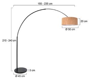 Stojacia lampa Sparkled Light, čierna/hnedá, 240 cm, korok, Hnedá / hrdzavá, Obývacia izba / jedáleň, kov, Moderný