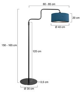 Stojacia lampa Bloeba, čierna/modrá, výška 165 cm, velúr, Čierna, Obývacia izba / jedáleň, kov, Moderný, Stojaca lampa