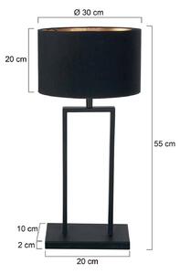 Stolová lampa Stang 3984ZW, čintz čierna/čierno-zlatá, 55 cm, Čierna, Obývacia izba / jedáleň, kov, Moderný, Stojacie svietidlo