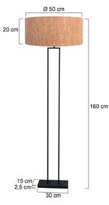 Stojacia lampa osvetľujúca strop Stang, čierne/hnedé, výška 160 cm, korok, Čierna, Obývacia izba / jedáleň, kov, Moderný, Zemné bodové svetlo