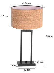 Stolová lampa Stang 4357ZW, korok, čierna/hnedá, výška 55 cm, Čierna, Obývacia izba / jedáleň, kov, Moderný, Stojacie svietidlo