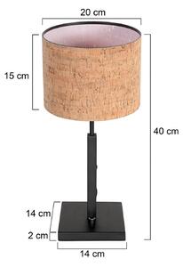 Stolová lampa Stang, čierna/hnedá, výška 40 cm, korok, Čierna, Obývacia izba / jedáleň, kov, Moderný, Stojacie svietidlo