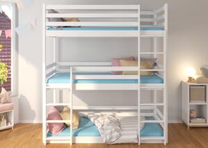 Detská poschodová posteľ TEDROS + 3x matrac, 80x180, borovica