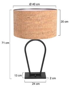 Stolová lampa Stang, čierna/hnedá, výška 71 cm, korok, Čierna, Obývacia izba / jedáleň, kov, Moderný, Stojacie svietidlo
