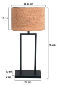 Stolová lampa Stang 4364ZW, čierna/hnedá farba korku, výška 55 cm, Čierna, Obývacia izba / jedáleň, kov, Moderný, Stojacie svietidlo