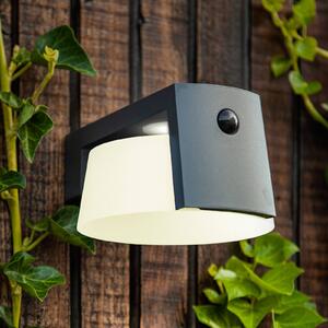 Solárne nástenné svietidlo Moon LED, antracitová farba, snímač pohybu, IP44