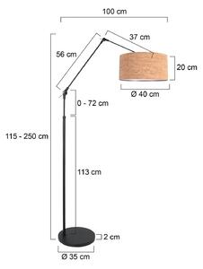 Stojacia lampa Prestige Chic čierna/hnedá, výška 250 cm, korok, Čierna, Obývacia izba / jedáleň, kov, Stojaca lampa