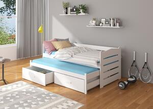 Detská posteľ TIARRO + 2x matrac, 90x200/90x190, biela