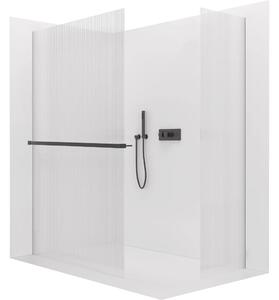 CERANO - Sprchová zástena Walk-in Crystal TL/P - 8 mm - bezvzperový systém + polička/držiak na uteráky - čierna matná, ryhované sklo - 50x50x200 cm