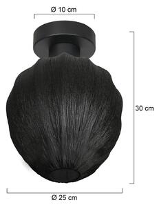 Stropné svietidlo Bloeba, čierna, Ø 25 cm, ľan/kov, Čierna, Obývacia izba / jedáleň, Textil / látka / hodváb, Stropné svetlo polkruhové s priestorom