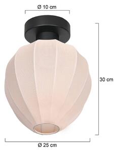 Stropné svietidlo Bloeba, biele/čierne, Ø 25 cm, ľan/kov, Biela / opálová, Obývacia izba / jedáleň, Textil / látka / hodváb, Stropné svetlo polkruhové s priestorom