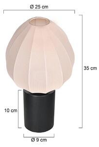 Stolová lampa Bloeba, biela/čierna, Ø 25 cm, ľan/kov, Biela / opálová, Obývacia izba / jedáleň, Textil / látka / hodváb, Stojacie svietidlo