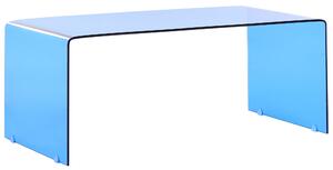 Konferenčný stolík modrý priehľadné tvrdené sklo 100 x 50 cm minimalistický obdĺžnikový moderný