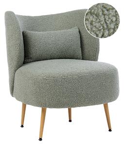 Kreslo zelené buklé čalúnenie svetlé drevené nohy zaoblené operadlo retro glamour art deco štýl obývačka spálňa