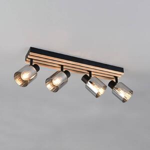 Bodové svetlo Travia, dĺžka 65 cm, 4-pl., čierne/dymovo šedé, Čierna, Obývacia izba / jedáleň, kov, Moderný, Stropné svetlo