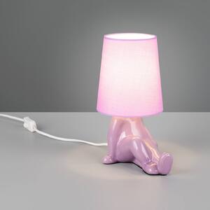 Stolová lampa Huma, fialová, výška 25 cm, textil/keramika, E14, Fialová / ružová, Obývacia izba / jedáleň, Keramický, Štýl mladých, Stojacie svietidlo