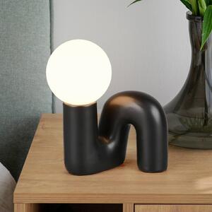 Reality Leuchten Stolová lampa Quinn, čierna, výška 22 cm, keramika/sklo, G9, Čierna, Obývacia izba / jedáleň, Keramický, Štýl mladých, Stojacie svietidlo