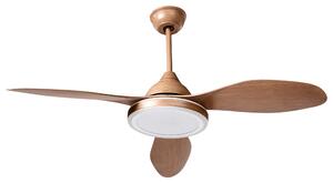 Stropný ventilátor so svetlom hnedý syntetický materiál kov s 3 lopatkami drevený vzhľad diaľkové ovládanie minimalistický dizajn