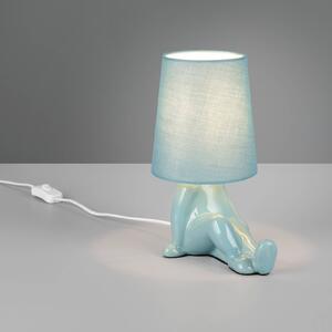 Stolová lampa Huma, modrá, výška 25 cm, textil/keramika, E14, Modrá, Obývacia izba / jedáleň, Keramický, Štýl mladých, Stojacie svietidlo