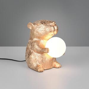 Stolová lampa Capi, zlatá farba, výška 25 cm, umelá živica, G9, Mosadz / zlato, Obývacia izba / jedáleň, Plast, Štýl mladých