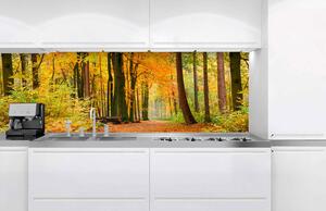 DIMEX | Fototapeta do kuchyne Jesenný les KI-180-045 | 180 x 60 cm | zelená, oranžová, hnedá