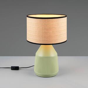 Stolová lampa Formentera, zelená/béžová, výška 43 cm Keramika/papier, Zelená, Obývacia izba / jedáleň, Keramický, Stojacie svietidlo