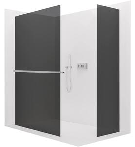 CERANO - Sprchová zástena Walk-in Crystal TL/P - 8 mm - bezvzperový systém + polička/držiak na uteráky - chróm, grafitové sklo - 50x50x200 cm