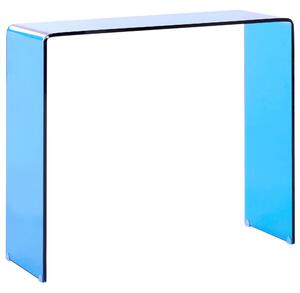 Konzolový stolík modrý priehľadné tvrdené sklo 90 x 30 cm minimalistický obdĺžnikový moderný