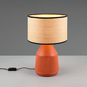 Stolová lampa Formentera, terakota/béžová 43 cm keramika/papier, Hnedá / hrdzavá, Obývacia izba / jedáleň, Keramický, Stojacie svietidlo