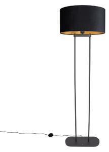 Stojacia lampa čierna s čiernym oválnym tienidlom 50 cm - Thijmen