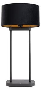 Stolná lampa čierna s čiernym oválnym tienidlom 35 cm - Thijmen