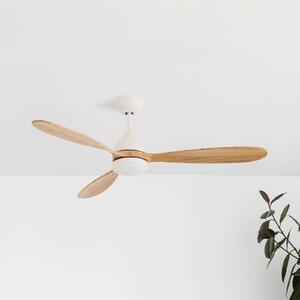 Ventilátor Poros, LED svietidlo biela/drevo svetlá