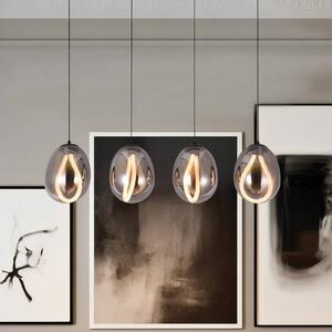 LED závesné svietidlo Melanie, dĺžka 85 cm, dymovo šedá, sklo 4-pl., Hliník / sivá / zinok, Obývacia izba / jedáleň, Sklo, Závesné svietidlo