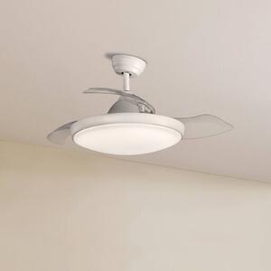 LED stropný ventilátor Zonda, DC motor, tichý, biely, IP44, CCT