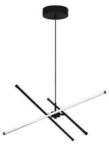 LED závesné svietidlo Sandy, dĺžka 60 cm, čierne, kovové, Čierna, Obývacia izba / jedáleň, Hliník, Moderný, Závesné svietidlo
