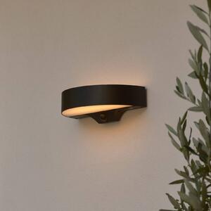 LED solárne vonkajšie nástenné svietidlo Monay Round, čierne, IP44